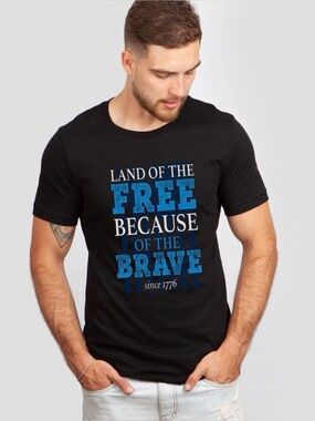 Nine Line Land of the Free Because of the Brave Black Men's T-Shirt Medium
